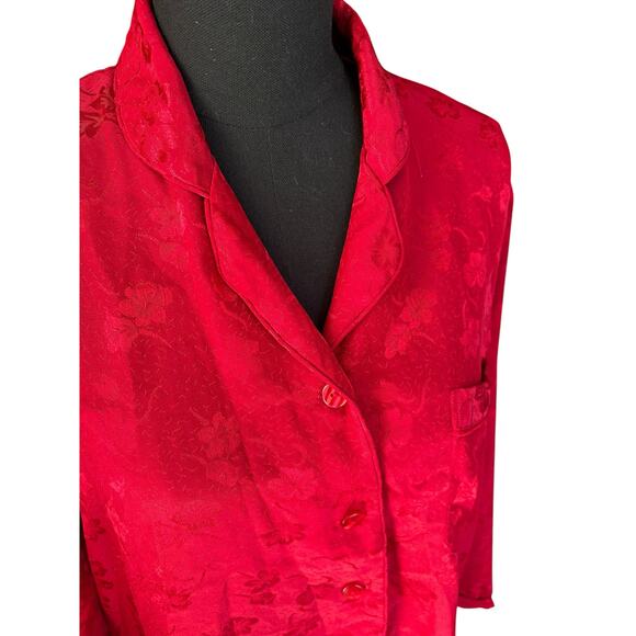 Vintage Firenze Sleepwear Top – Red Floral, Size Large - Picture 2 of 6